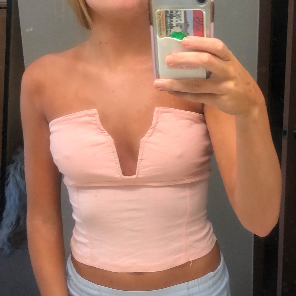 Free people Pink strapless shirt